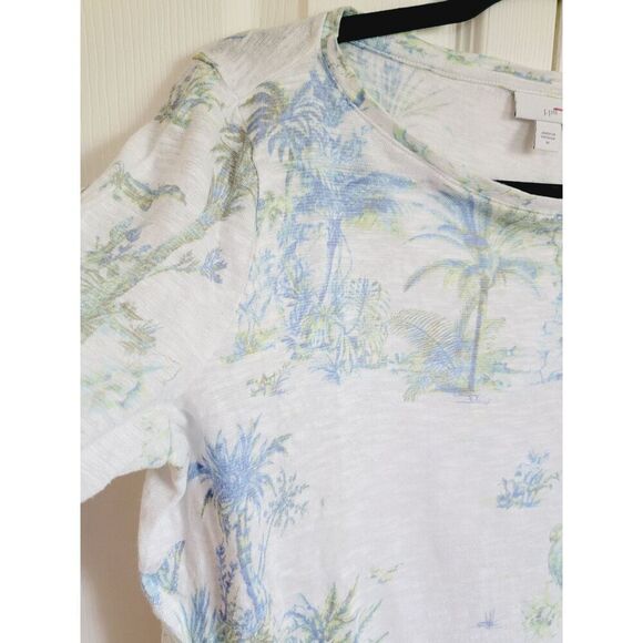 J. Jill M Sweater Knit Top Womens Linen Beachy Tropical‎ White Handkerch Slv - Picture 7 of 9